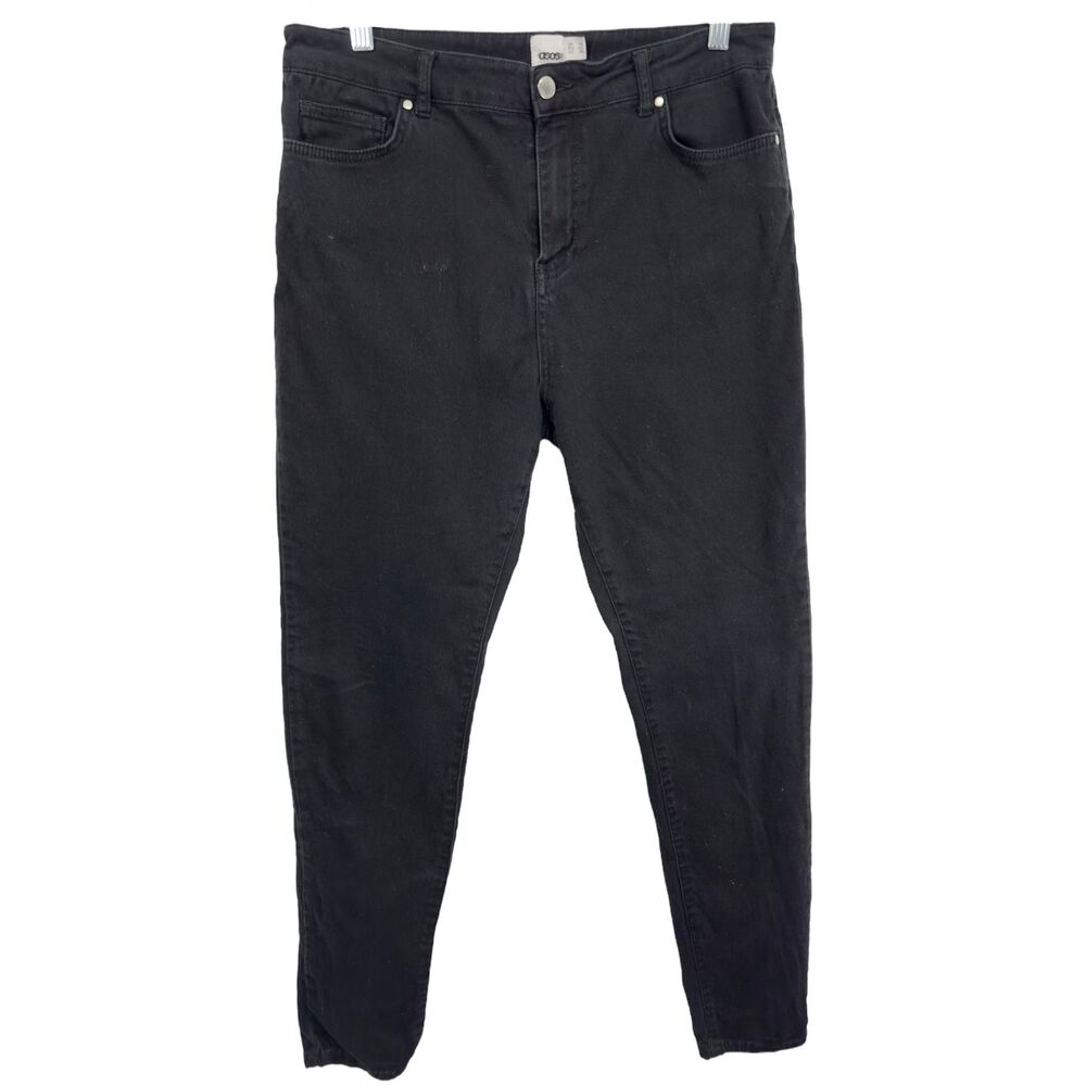 ASOS Size 10 Jeans Black Skinny High Rise Long Pockets Denim Womens‎ 669